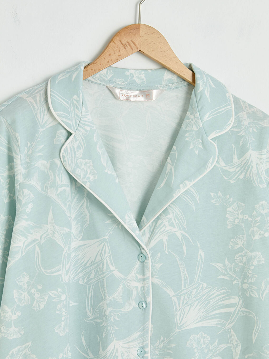 Shirt Collar Printed Long Sleeve Cotton Maternity Pajamas Set-13