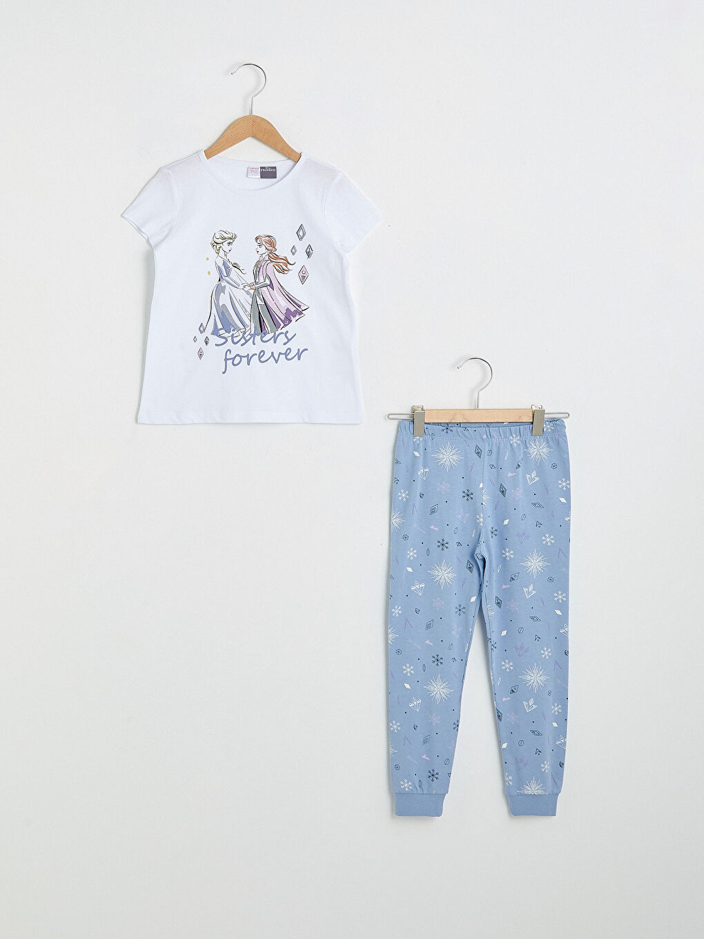 LCW Kids Crew Neck Frozen Printed Short Sleeve Girl Pajama Set -S1BO15Z4-E5X