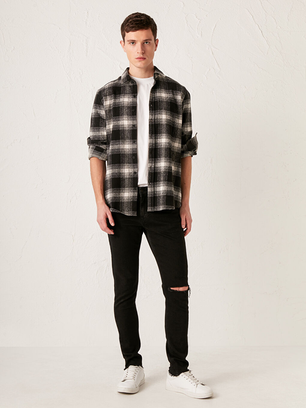 XSIDE Slim Fit Long Sleeve Plaid Men's Flannel Shirt -S1BO16Z8-LKX