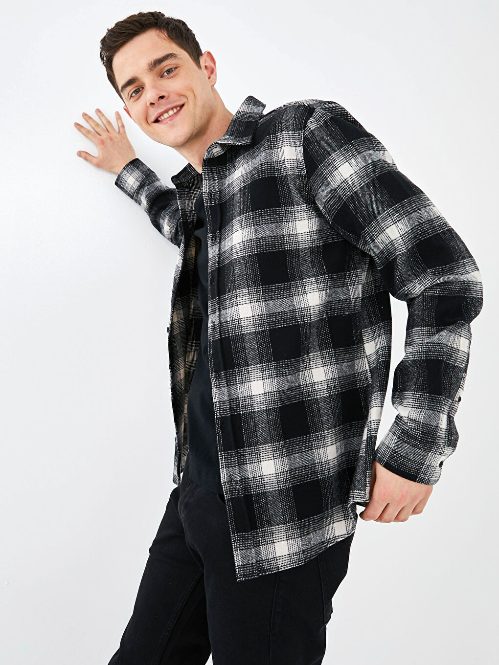 XSIDE Slim Fit Long Sleeve Plaid Men's Flannel Shirt -S1BO16Z8-LKX