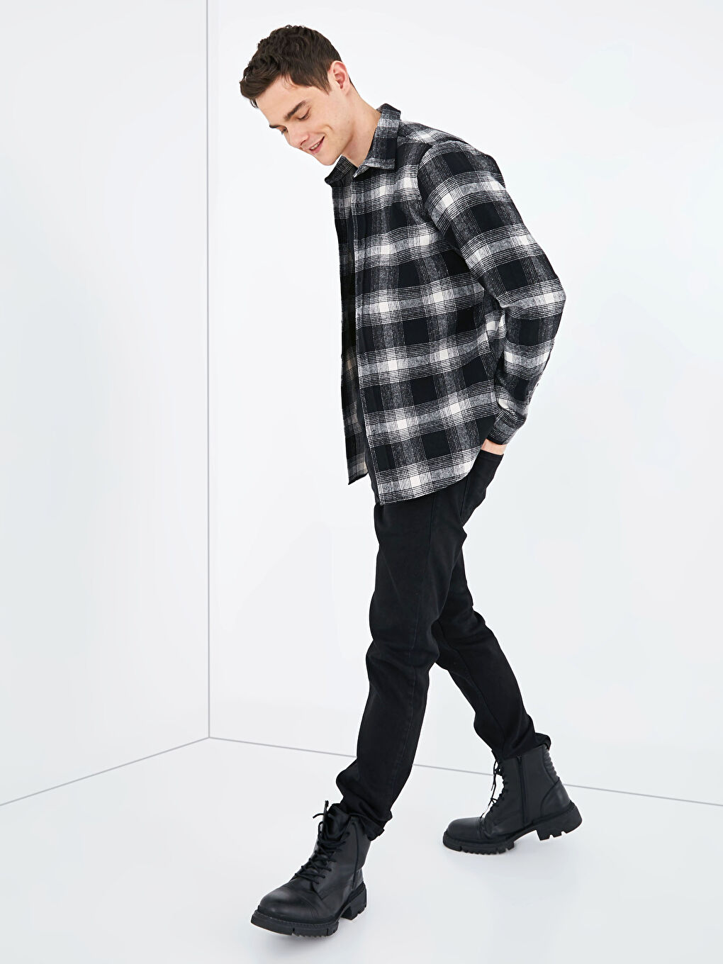 XSIDE Slim Fit Long Sleeve Plaid Men's Flannel Shirt -S1BO16Z8-LKX