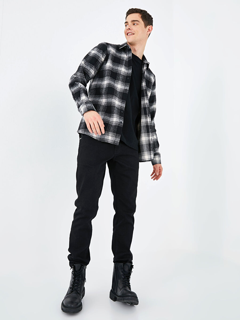 XSIDE Slim Fit Long Sleeve Plaid Men's Flannel Shirt -S1BO16Z8-LKX