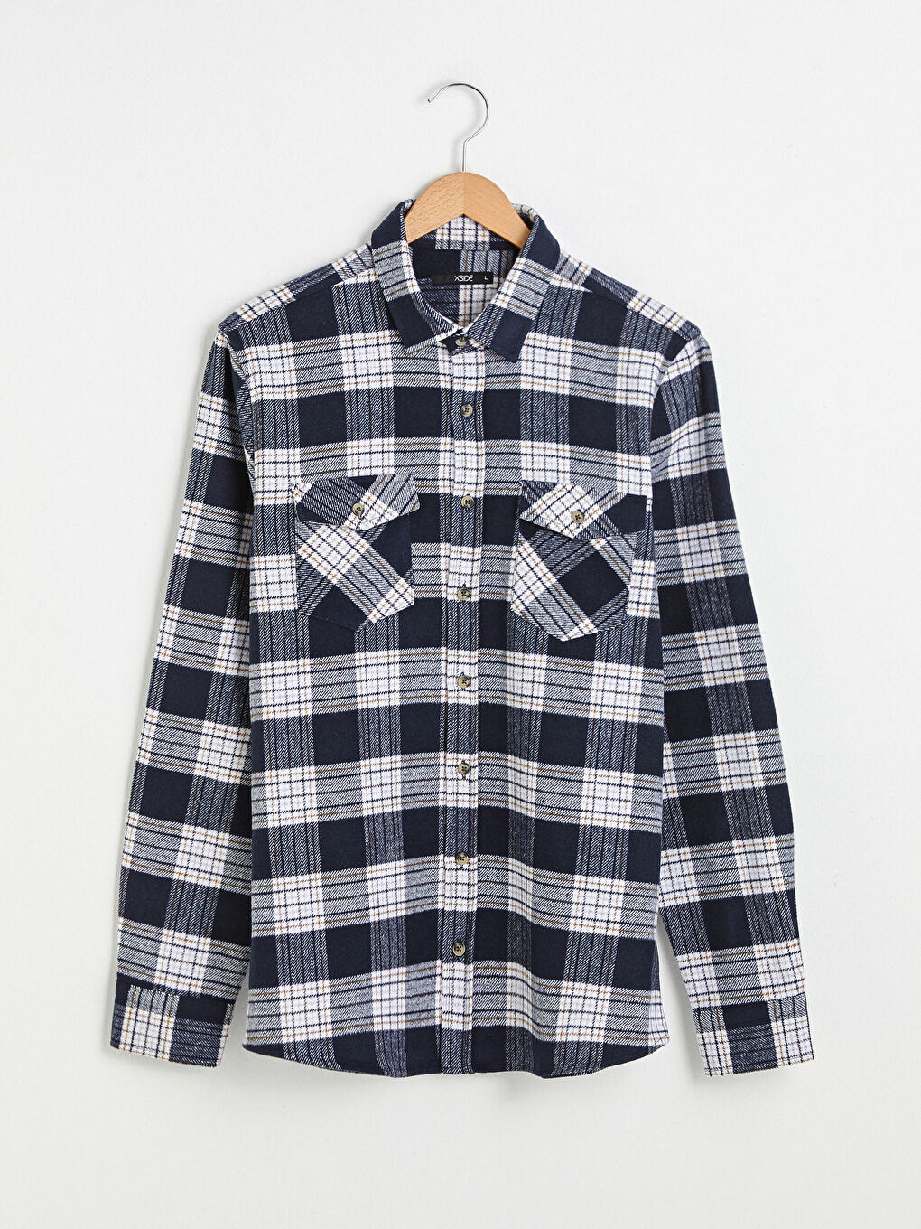 Lacivert Slim Fit Uzun Kollu Ekose Erkek Oduncu Gömlek-6