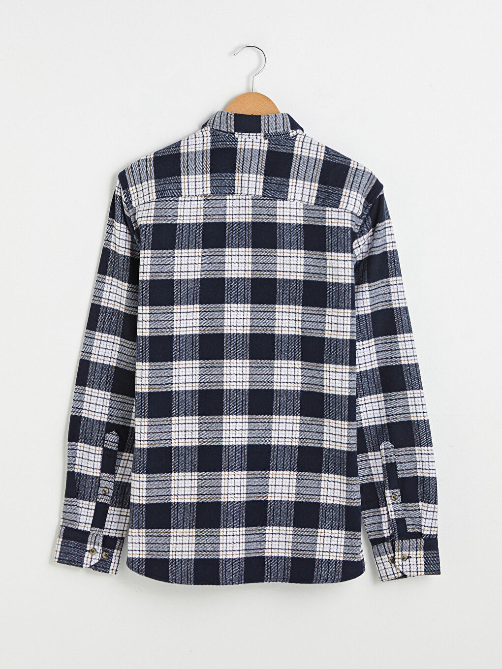 Lacivert Slim Fit Uzun Kollu Ekose Erkek Oduncu Gömlek-7