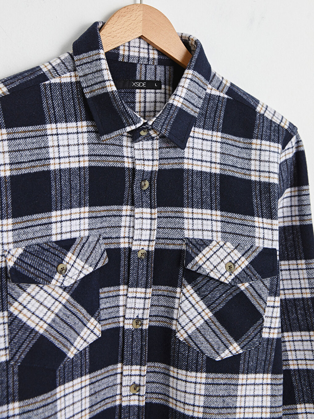 Lacivert Slim Fit Uzun Kollu Ekose Erkek Oduncu Gömlek-8