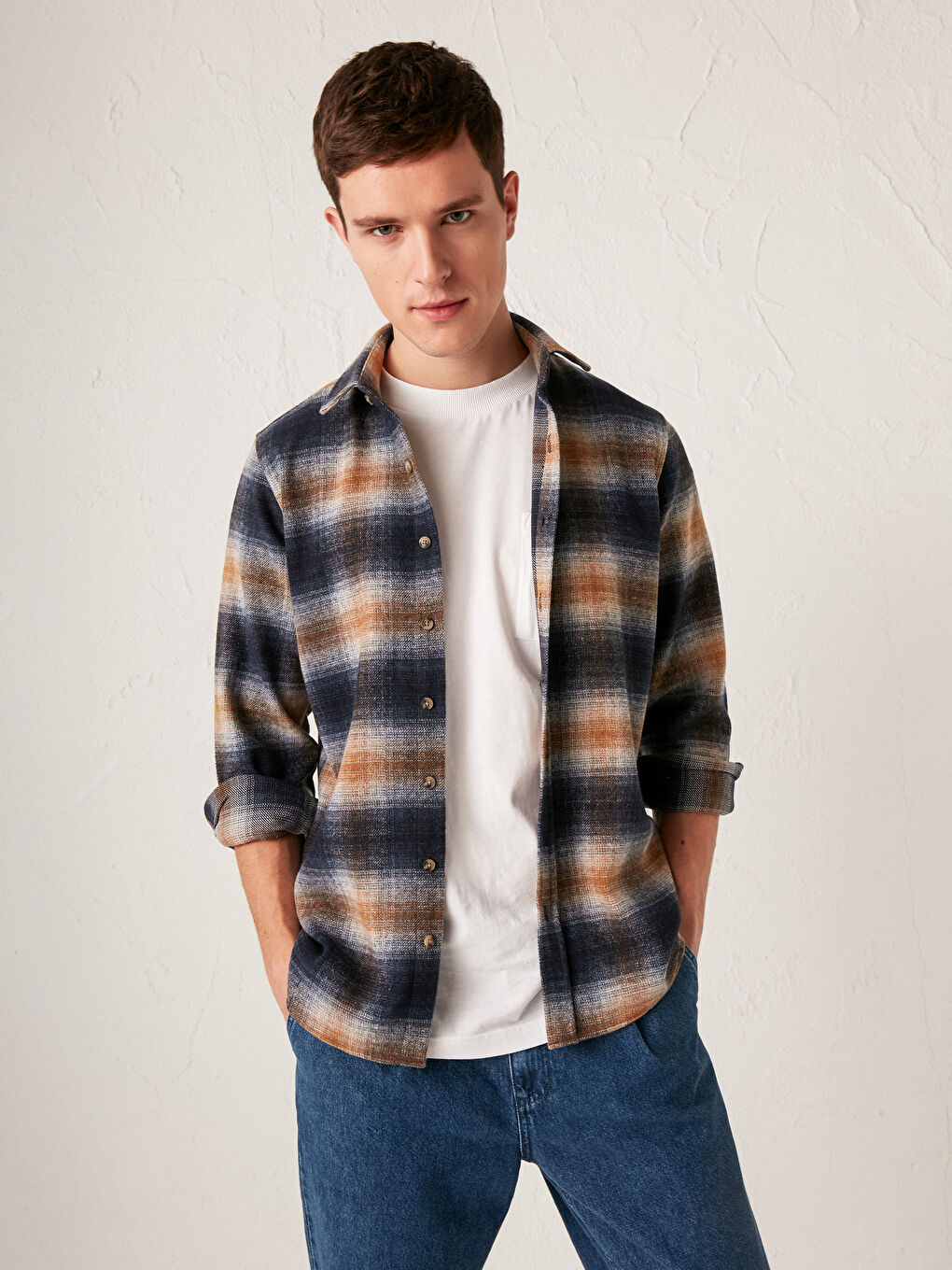 Slim Fit Long Sleeve Plaid Men's Flannel Shirt -S1BO18Z8-LN6