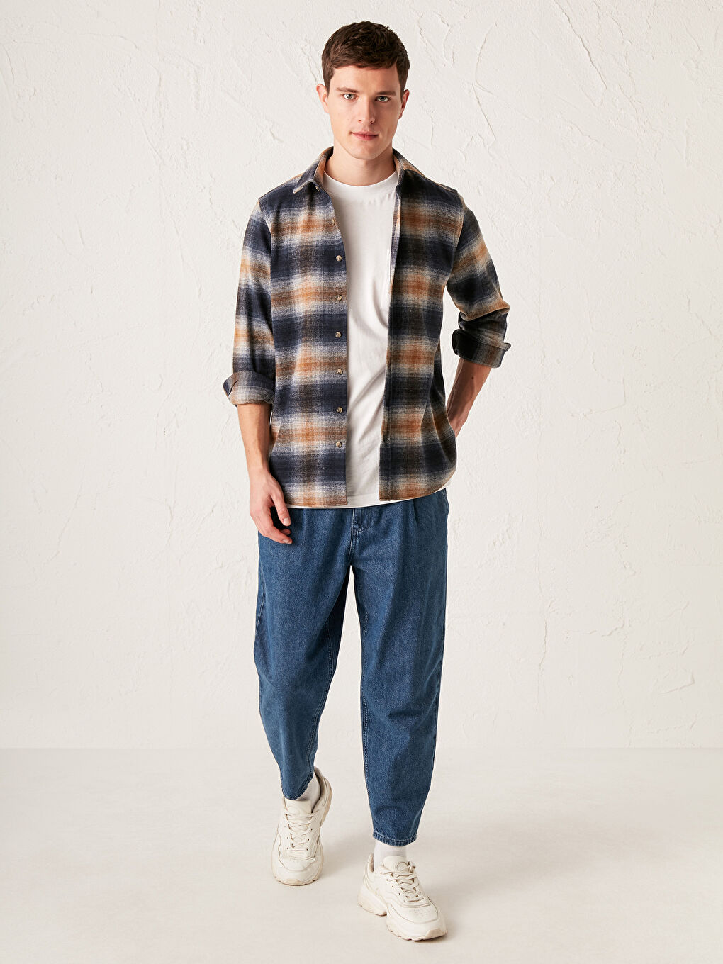 Slim Fit Long Sleeve Plaid Men's Flannel Shirt -S1BO18Z8-LN6