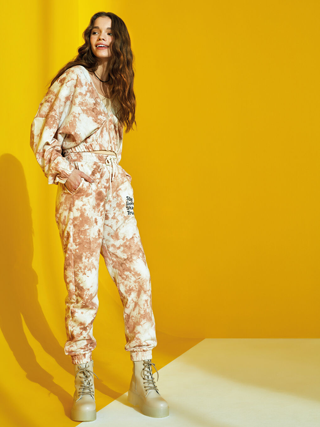 Pantalon de survêtement pour Femmes avec slogan imprimé et taille élastique-11