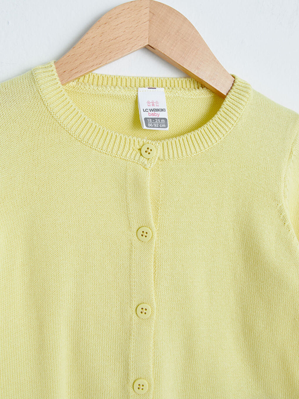 Sarı Bisiklet Yaka Uzun Kol Basic Kız Bebek Triko Hırka-1