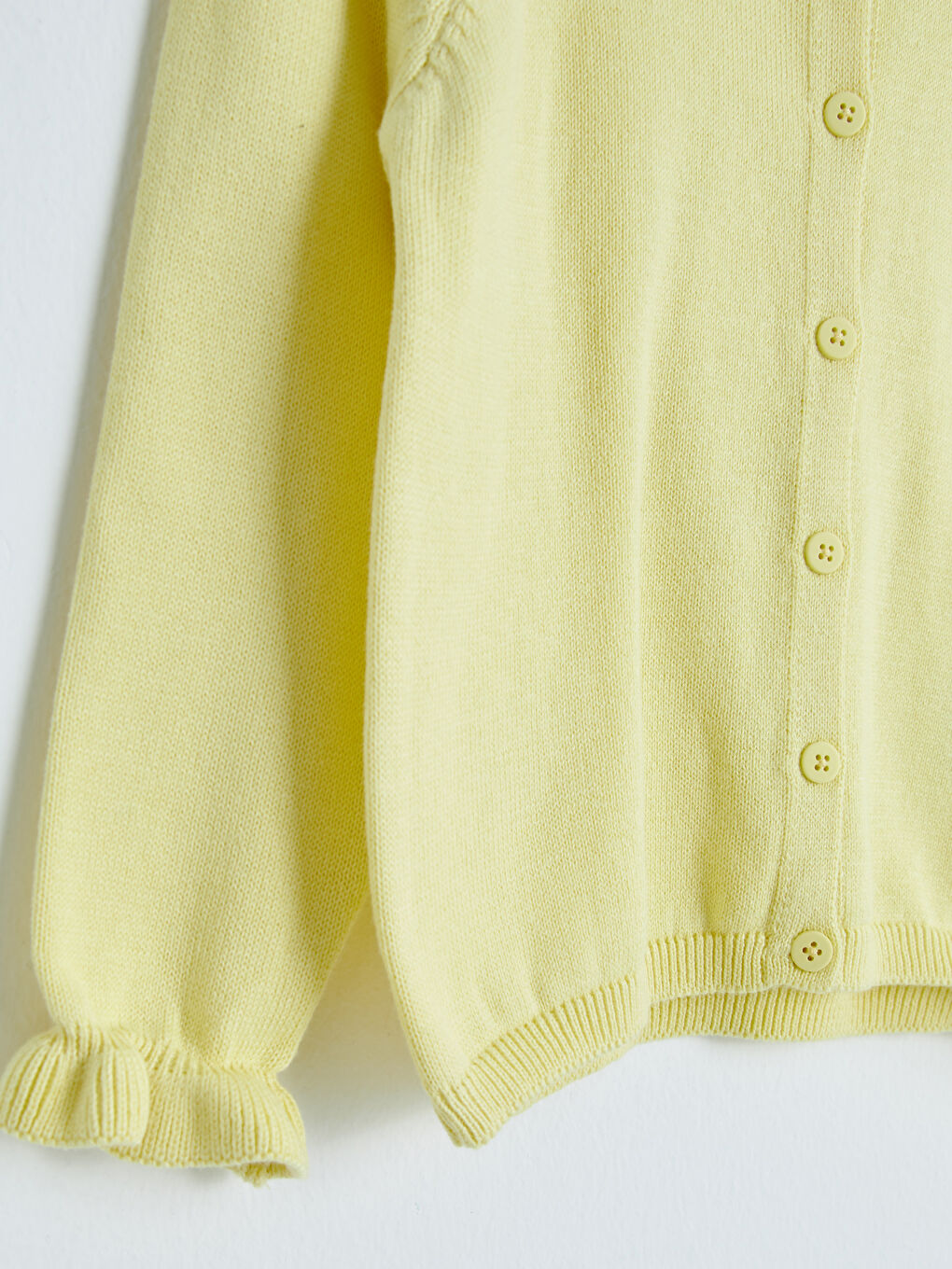 Sarı Bisiklet Yaka Uzun Kol Basic Kız Bebek Triko Hırka-2