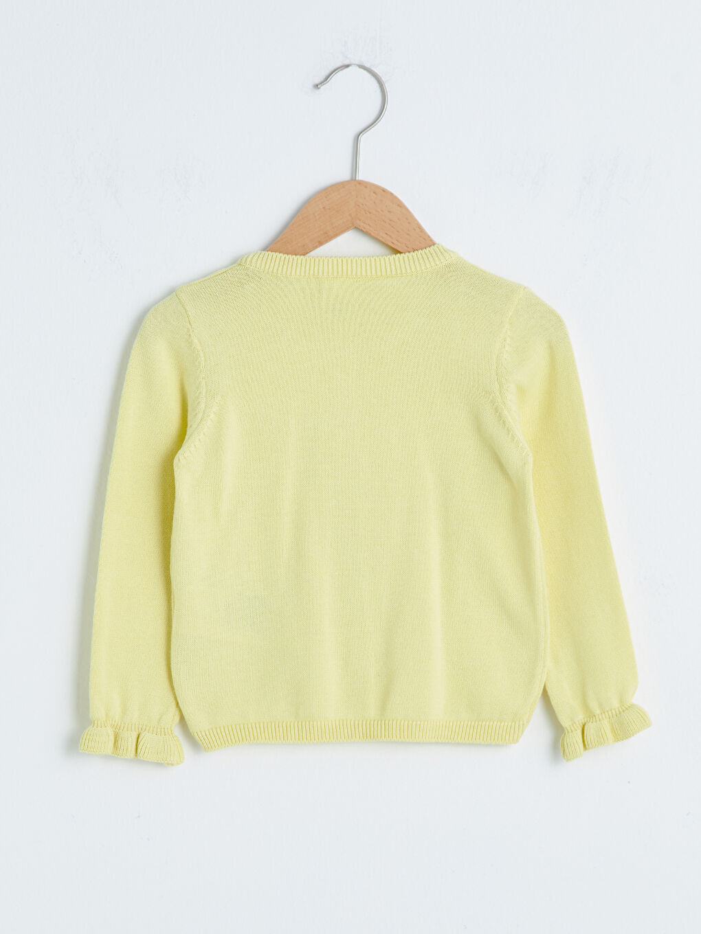 Sarı Bisiklet Yaka Uzun Kol Basic Kız Bebek Triko Hırka-3