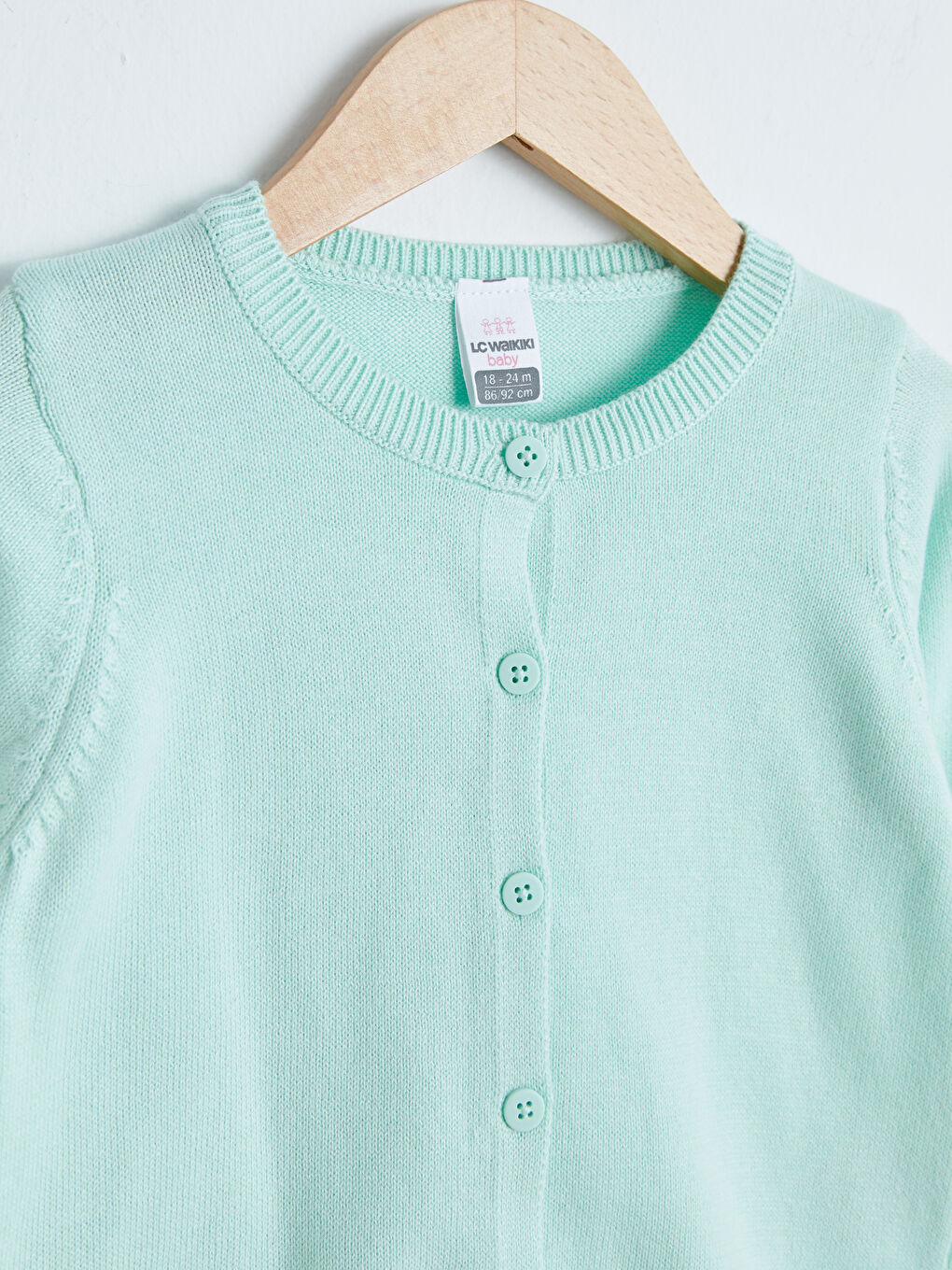 Turkuaz Bisiklet Yaka Uzun Kol Basic Kız Bebek Triko Hırka-1