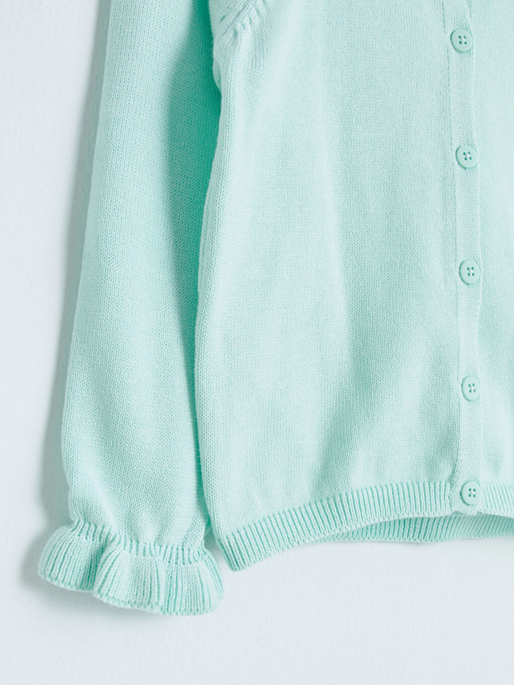 Turkuaz Bisiklet Yaka Uzun Kol Basic Kız Bebek Triko Hırka-2