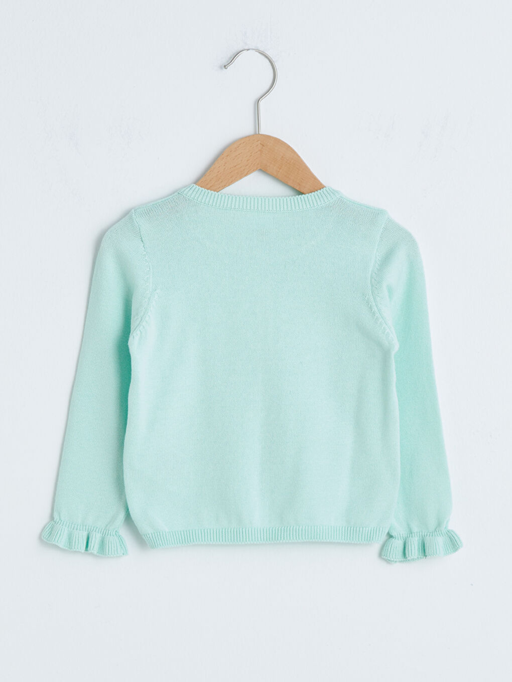 Turkuaz Bisiklet Yaka Uzun Kol Basic Kız Bebek Triko Hırka-3