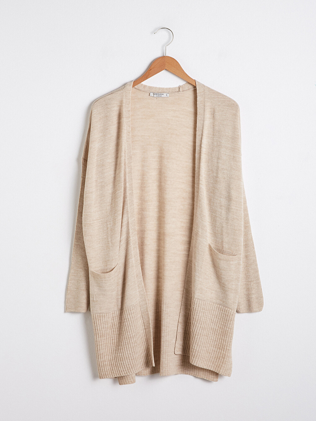 Self Patterned Thin V Neck Knitwear Cardigan
