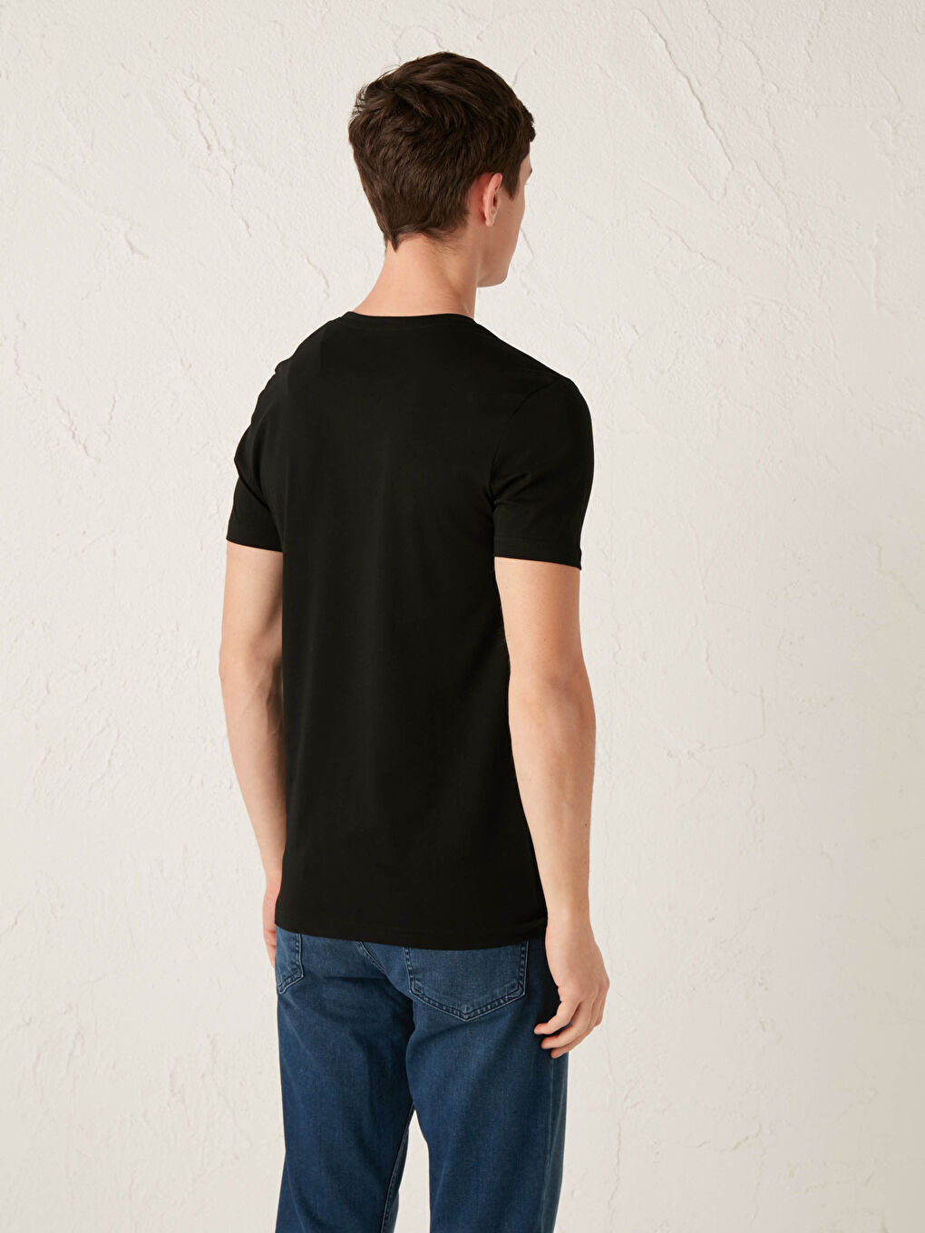Базовая мужская футболка из чесаного хлопка с круглым вырезом и короткими рукавами-2