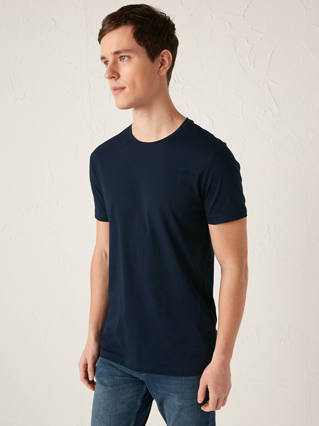 Crew Neck Short Sleeve Basic Combed Cotton Men's T-shirt-1