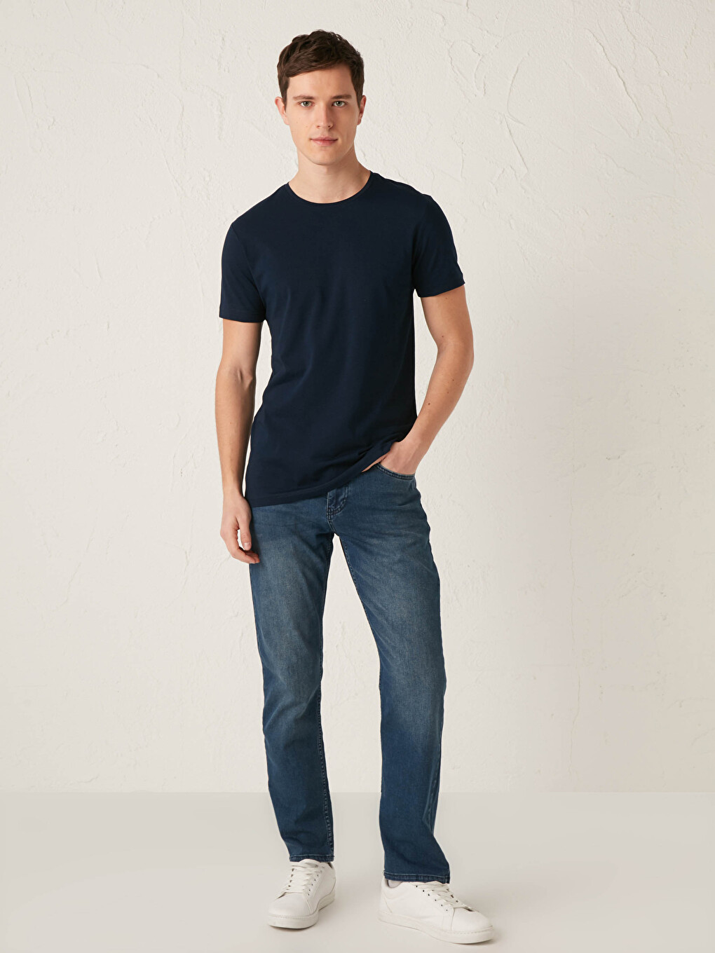 Crew Neck Short Sleeve Basic Combed Cotton Men's T-shirt-2