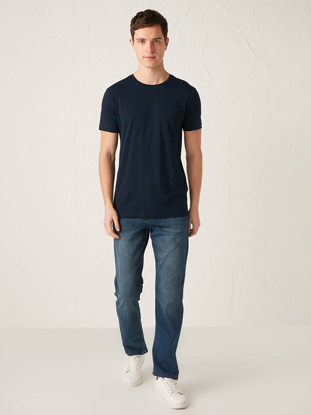 Crew Neck Short Sleeve Basic Combed Cotton Men's T-shirt-3