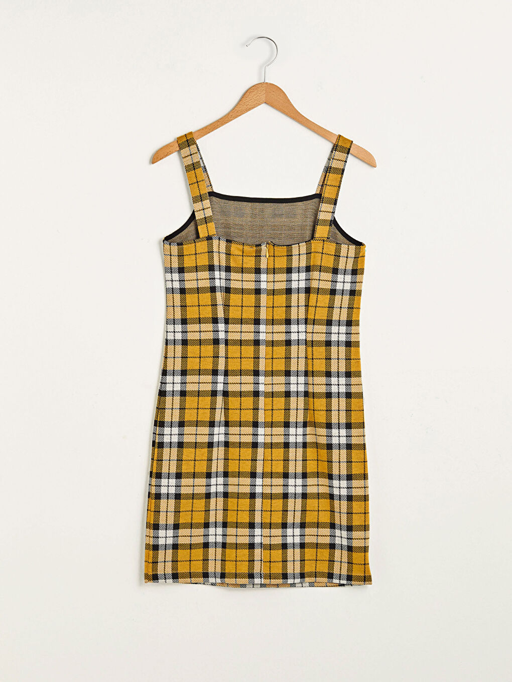 Siyah Askılı Ekose Kadın Salopet Elbise-8