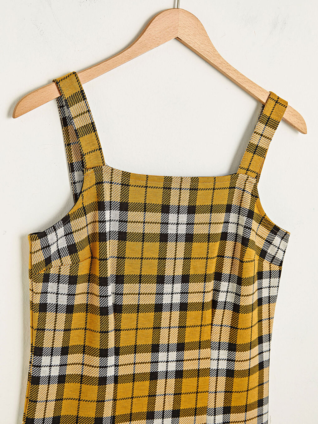 Siyah Askılı Ekose Kadın Salopet Elbise-9