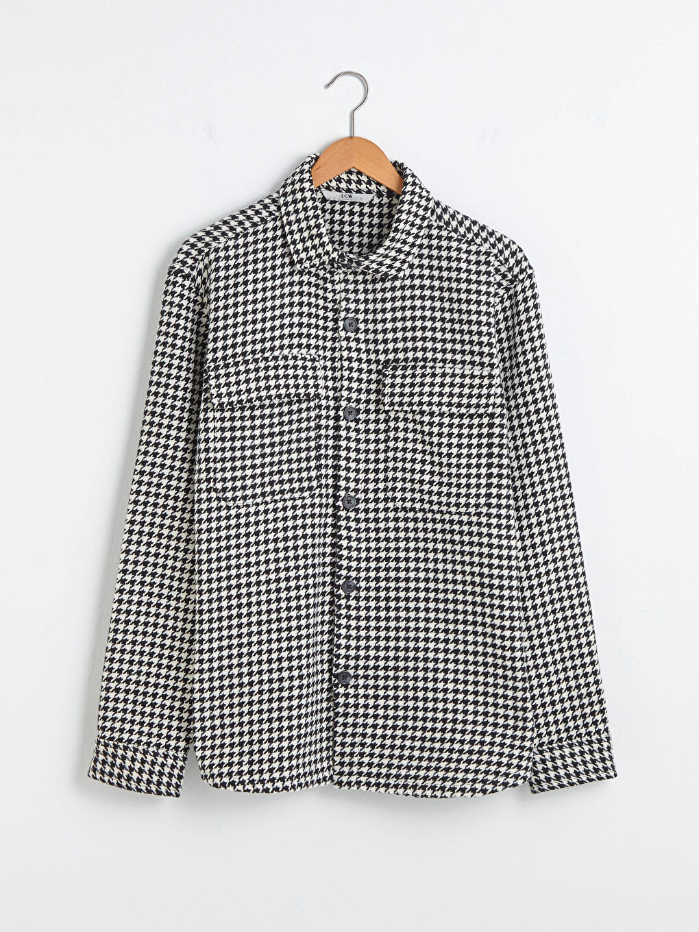 Slim Fit Long Sleeve Goose Foot Pattern Thick Poplin Men's Shirt-6