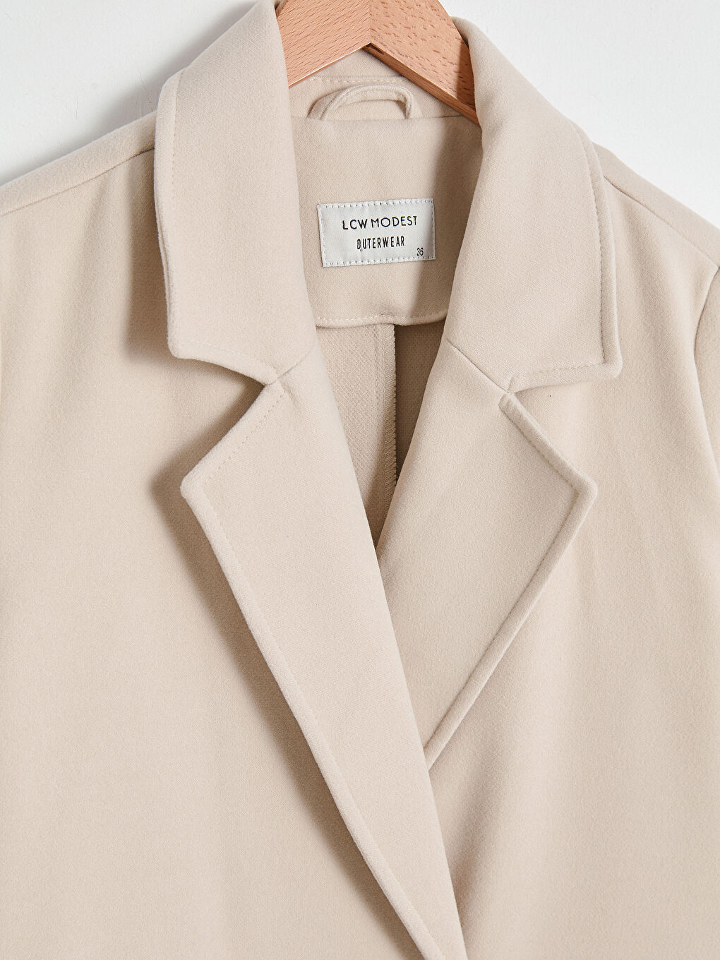 Ceket Yaka Düz Uzun Kollu Kalın Kadın Kaşe Kaban-7