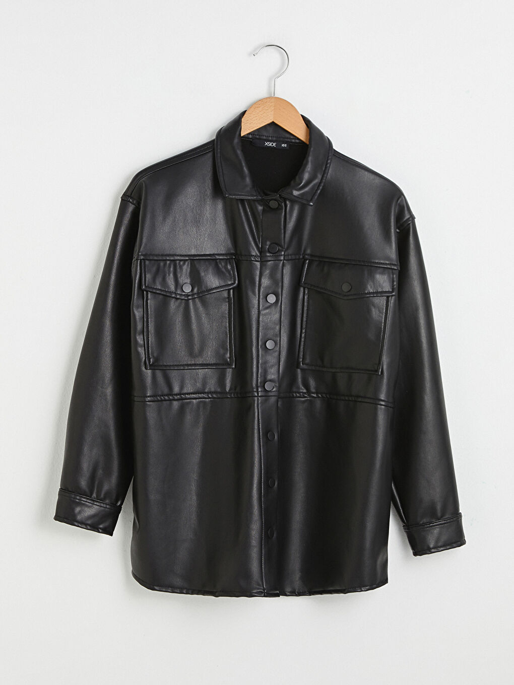 XSIDE Leather Look Pocket Detailed Women's Shirt -S1BQ20Z8-CVL