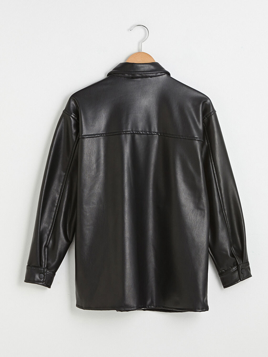 XSIDE Leather Look Pocket Detailed Women's Shirt -S1BQ20Z8-CVL