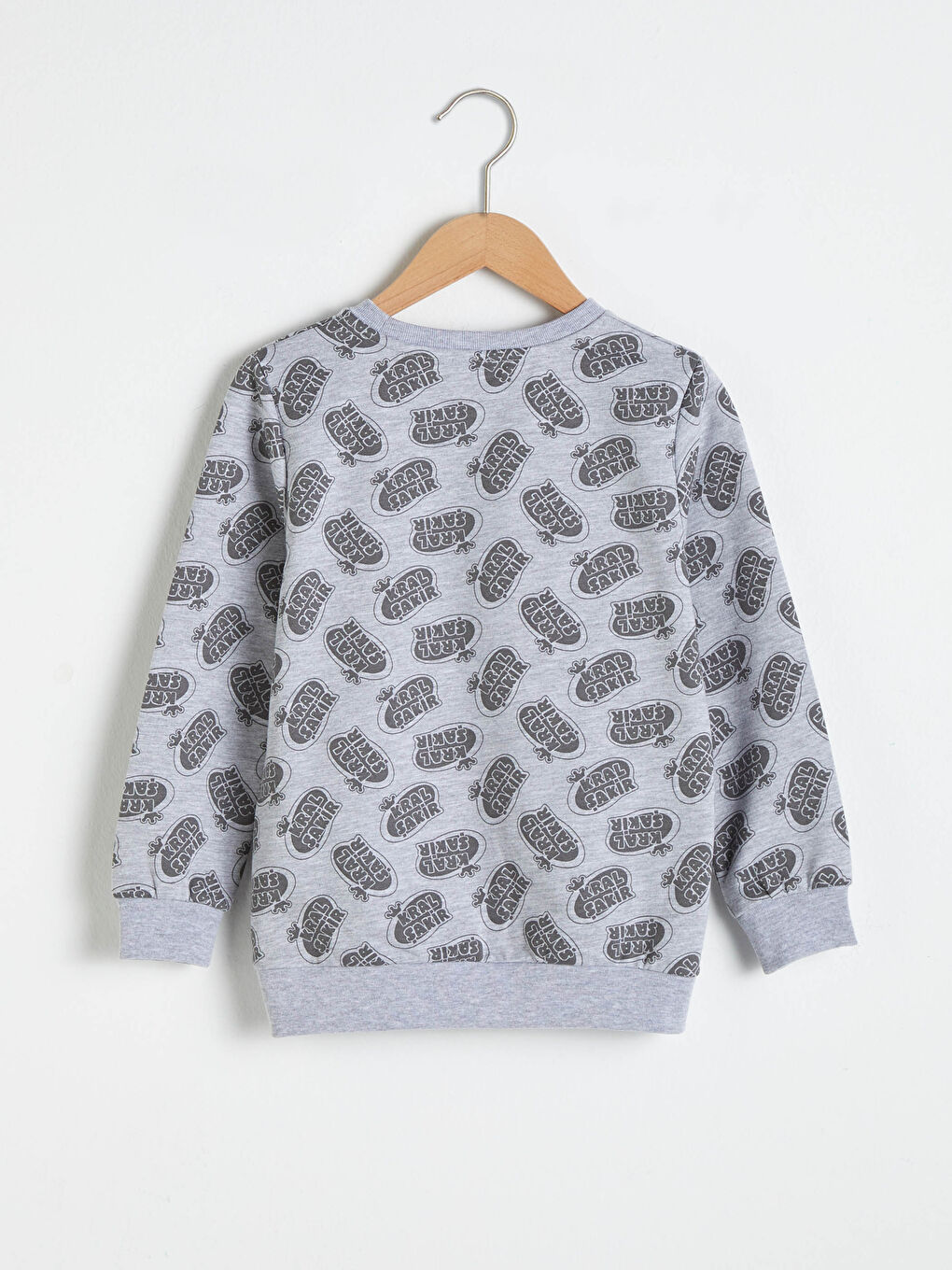 Gri Erkek Çocuk Kral Şakir Baskılı Sweatshirt-1