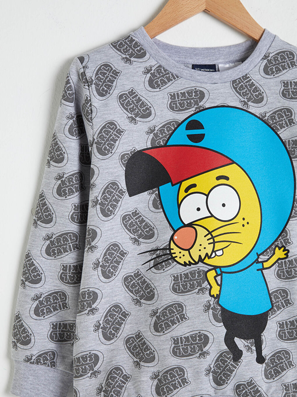 Gri Erkek Çocuk Kral Şakir Baskılı Sweatshirt-2