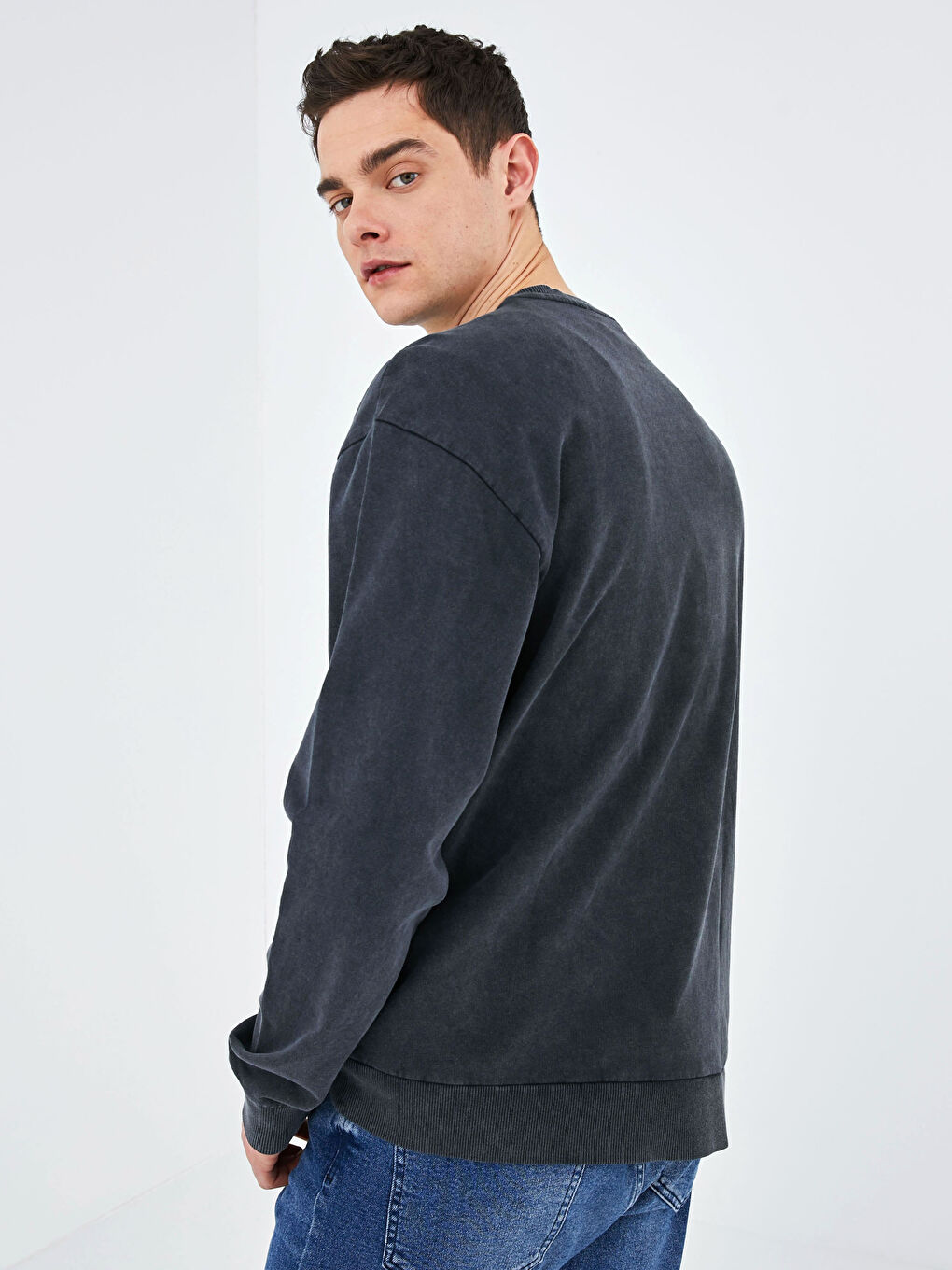 Oversize Crew Neck Long Sleeve Men's Sweatshirt-3