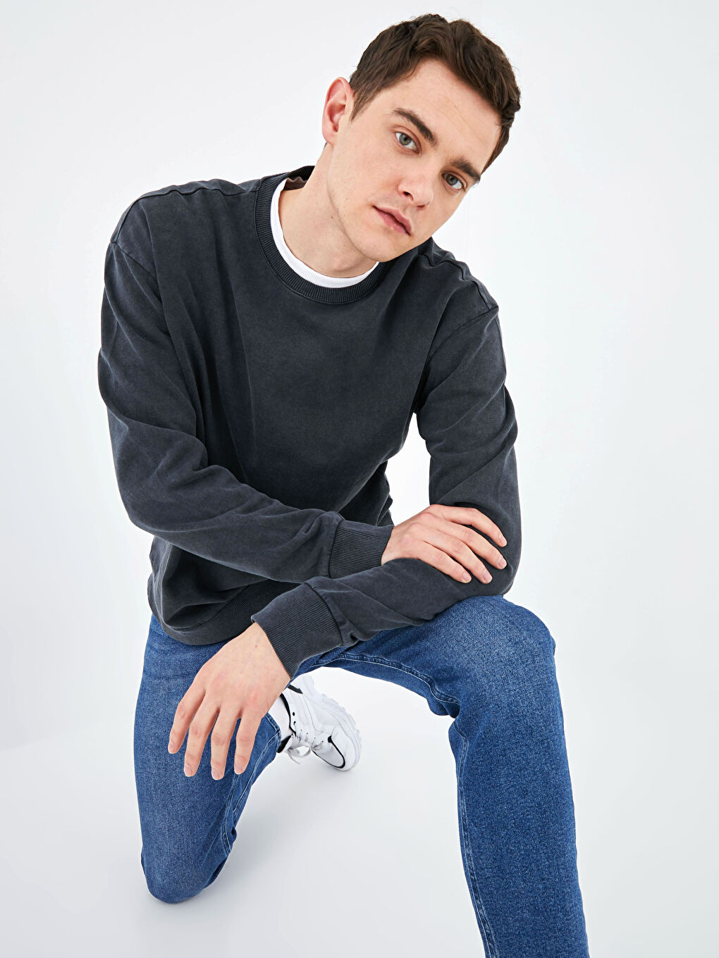 Oversize Crew Neck Long Sleeve Men's Sweatshirt