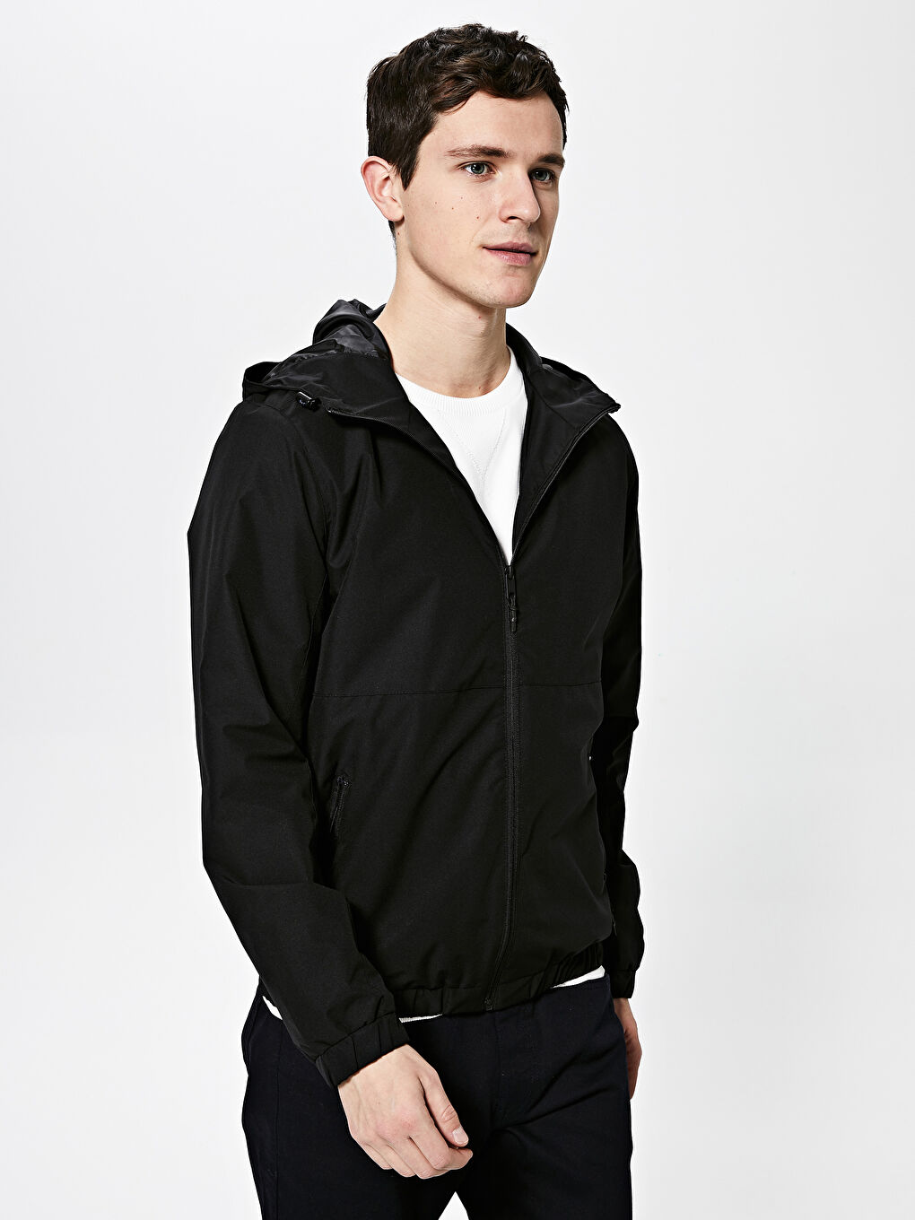 Slim Fit Straight Collar Hooded Thin Men's Raincoat-5