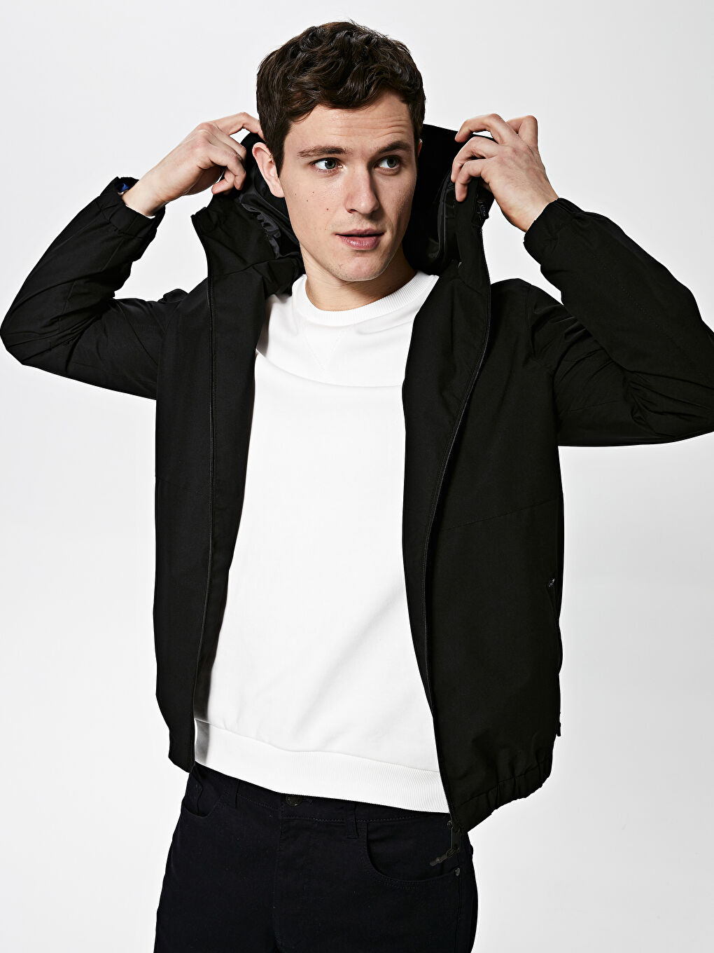 Slim Fit Straight Collar Hooded Thin Men's Raincoat-6