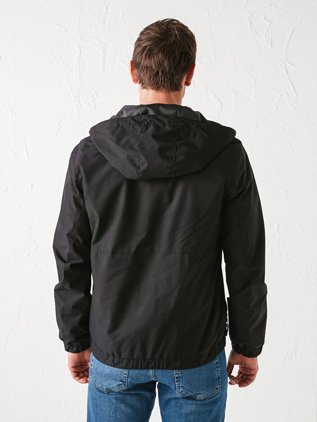 Slim Fit Straight Collar Hooded Thin Men's Raincoat-4