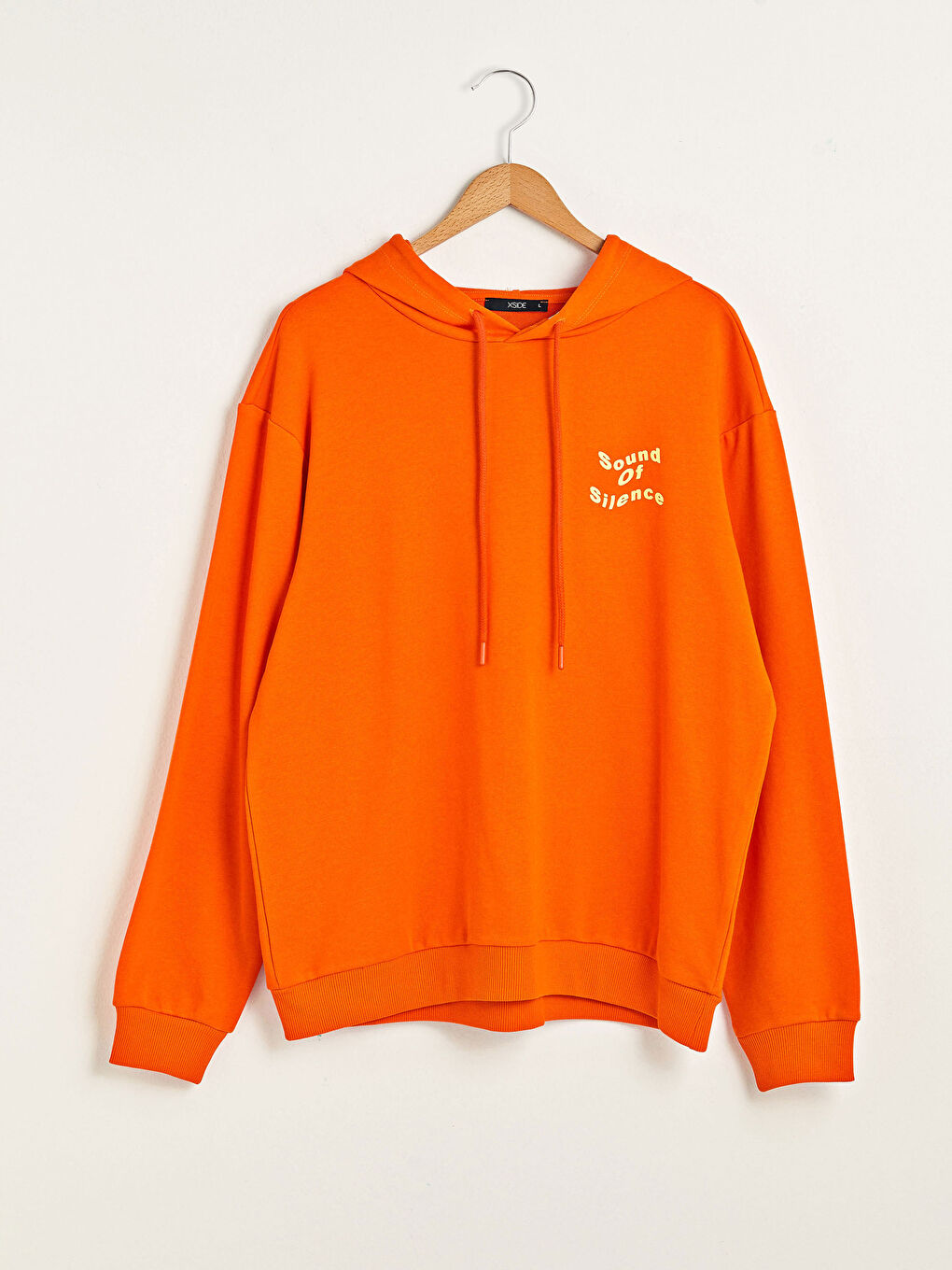 Turuncu Uzun Kollu Baskılı Erkek Hoodie-7