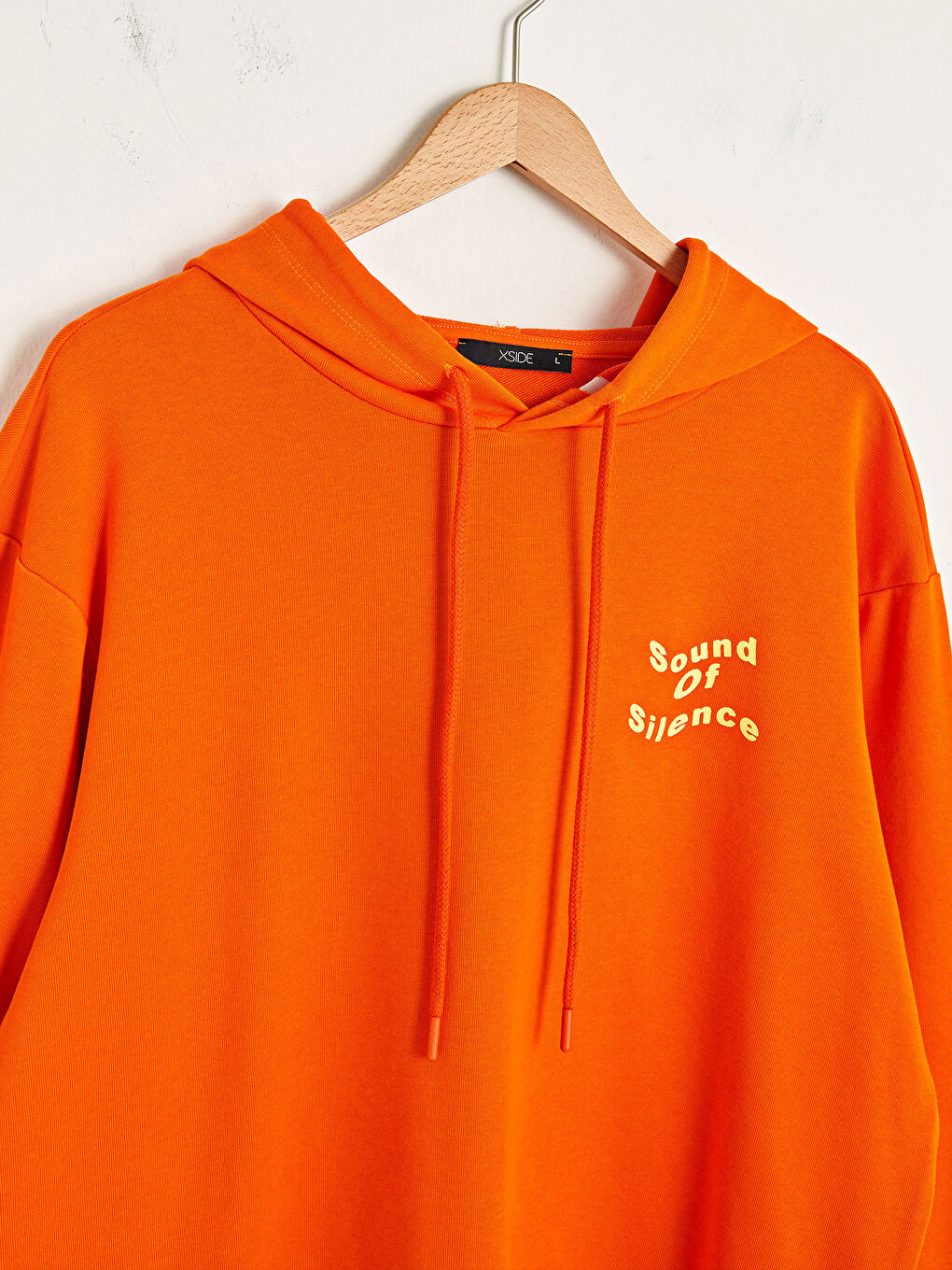 Turuncu Uzun Kollu Baskılı Erkek Hoodie-9