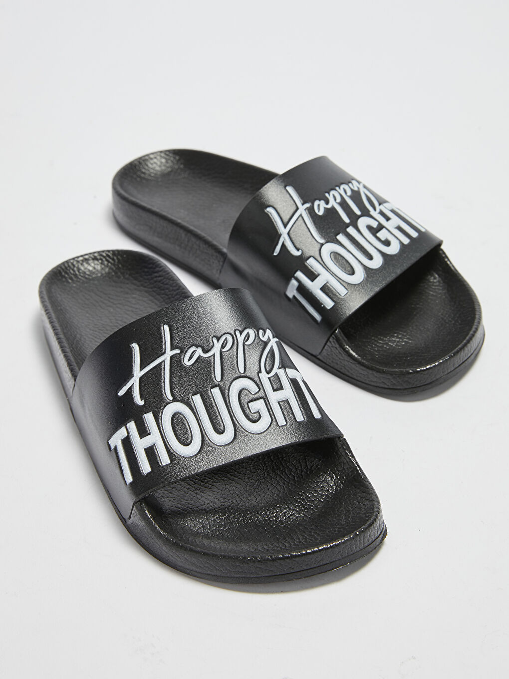 Тапочки с одним ремешком и принтом-слоганом для женщин-3
