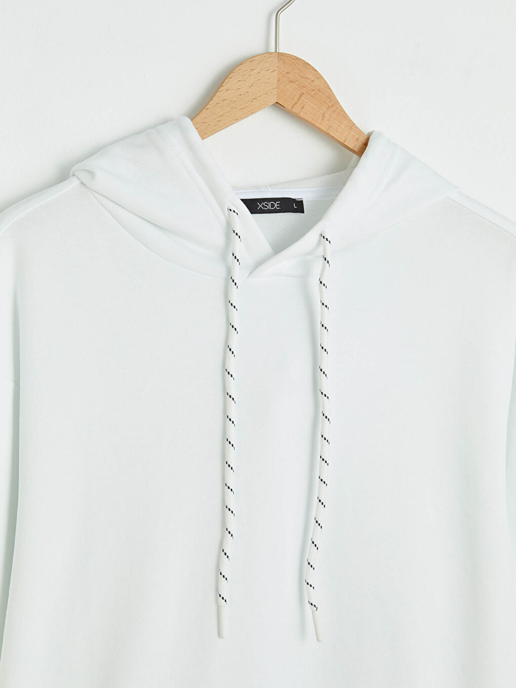 Beyaz Uzun Kollu Erkek Hoodie-8