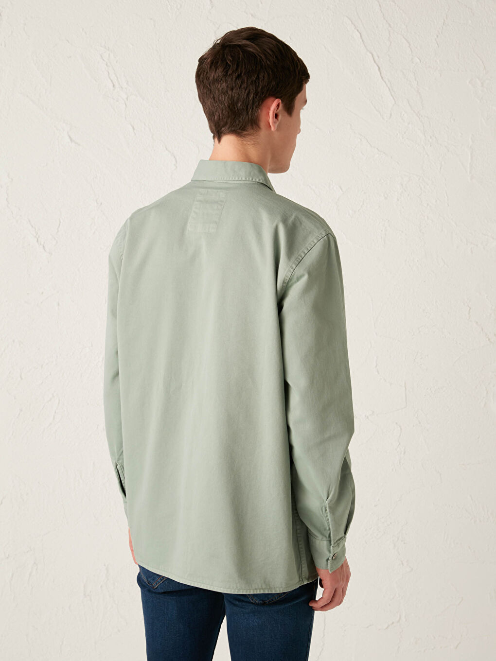 Regular Fit Long Sleeve Gabardine Men's Shirt Jacket-4