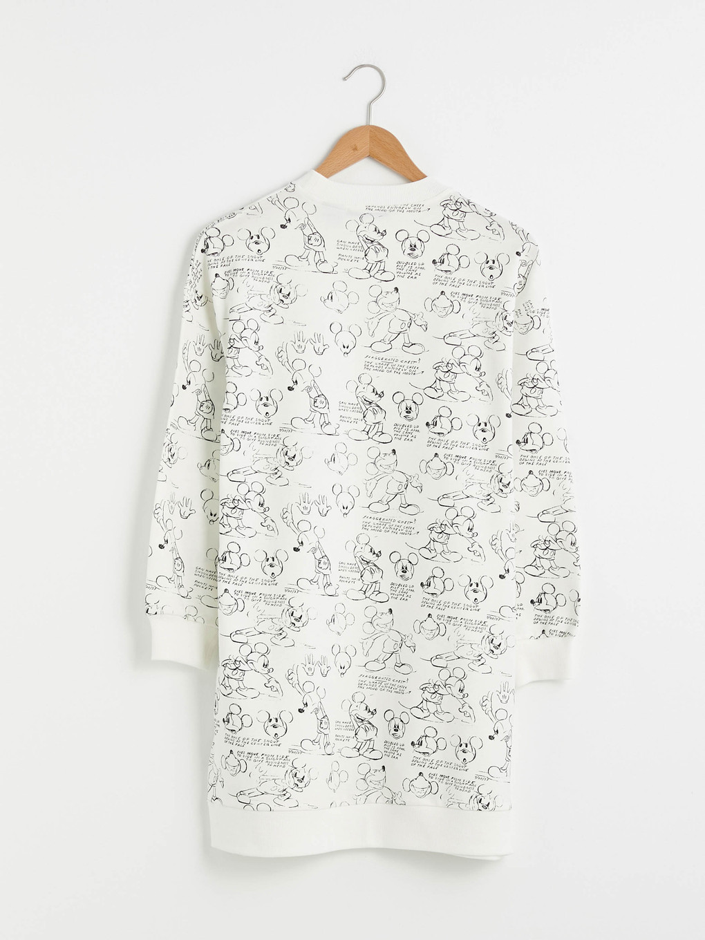 Ekru Bisiklet Yaka Mickey Mouse Baskılı Uzun Kollu Oversize Kadın Sweatshirt Tunik-6