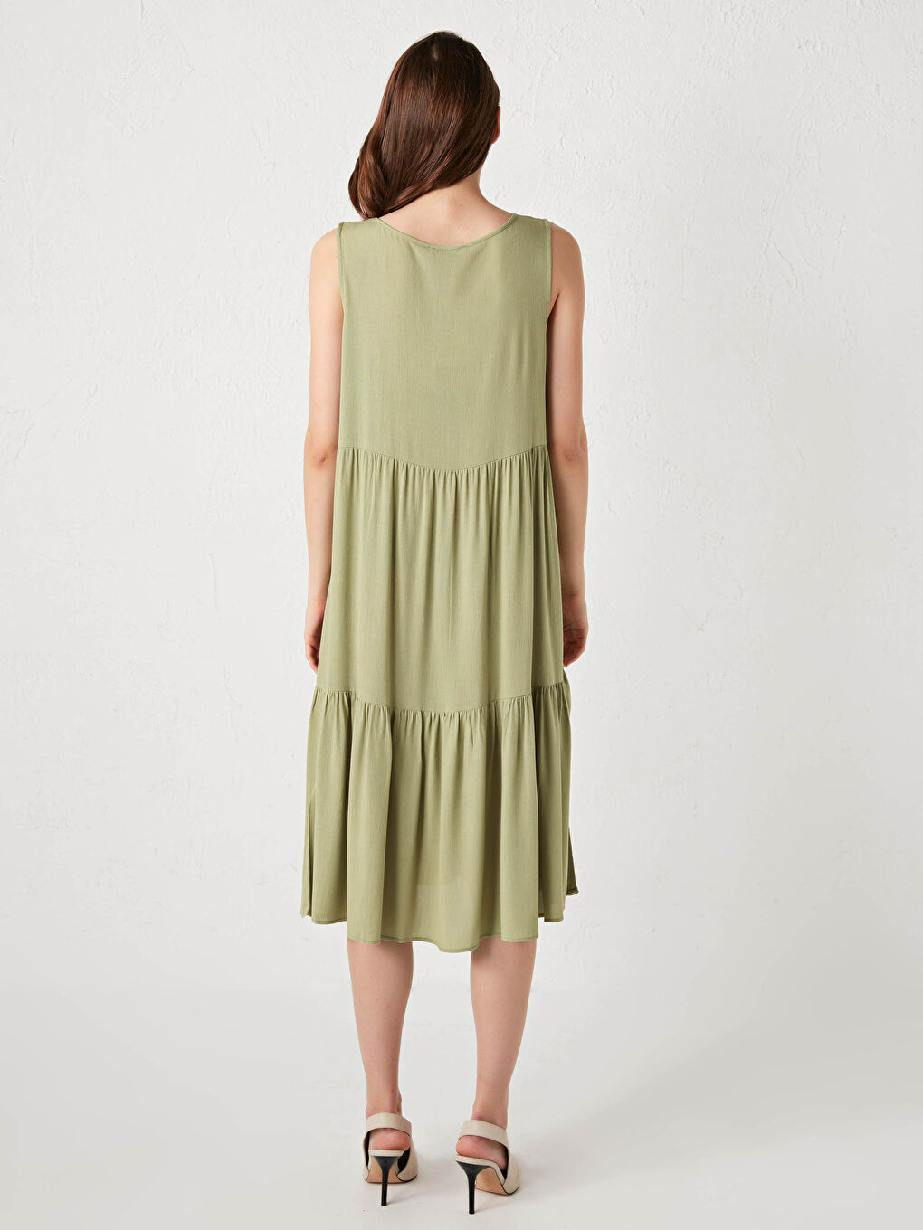 V Neck Straight Viscose Women Dress-4