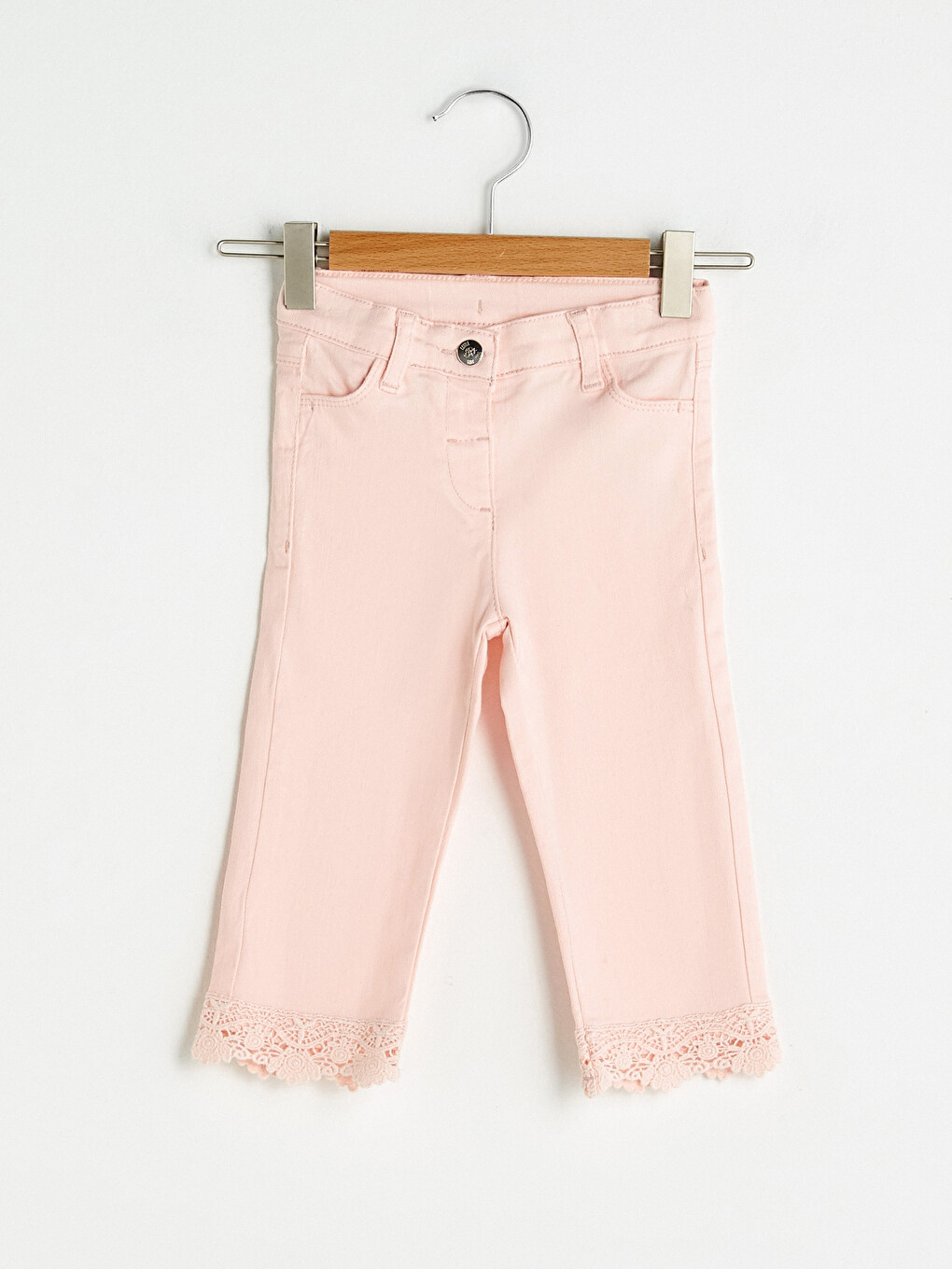 Pembe Skinny Fit Basic Gabardin Kız Bebek Pantolon