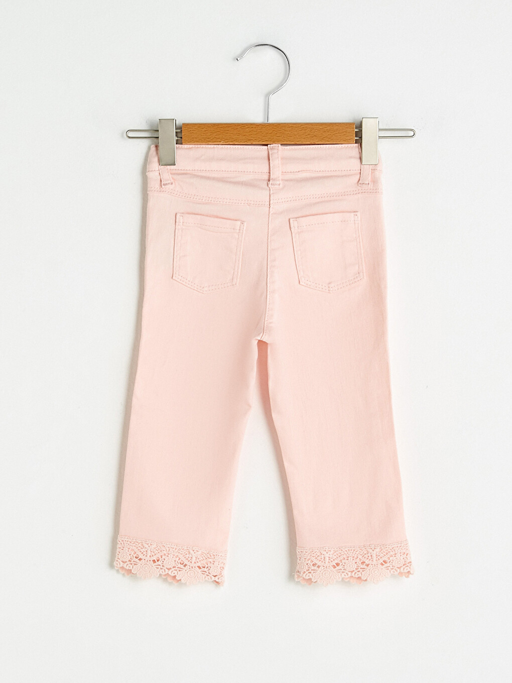 Pembe Skinny Fit Basic Gabardin Kız Bebek Pantolon-1