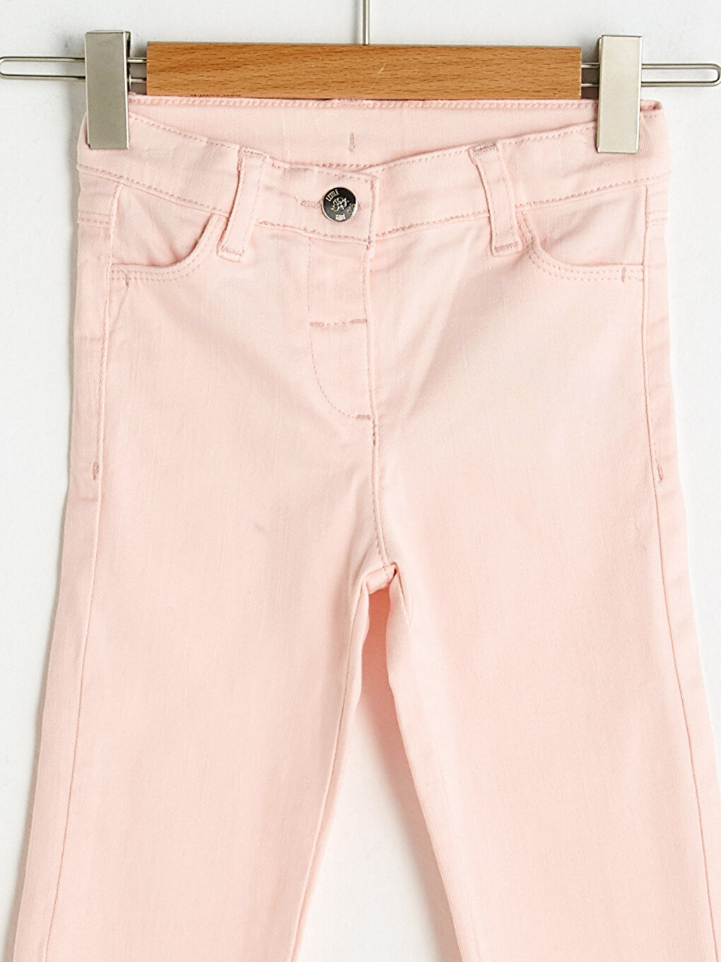 Pembe Skinny Fit Basic Gabardin Kız Bebek Pantolon-2