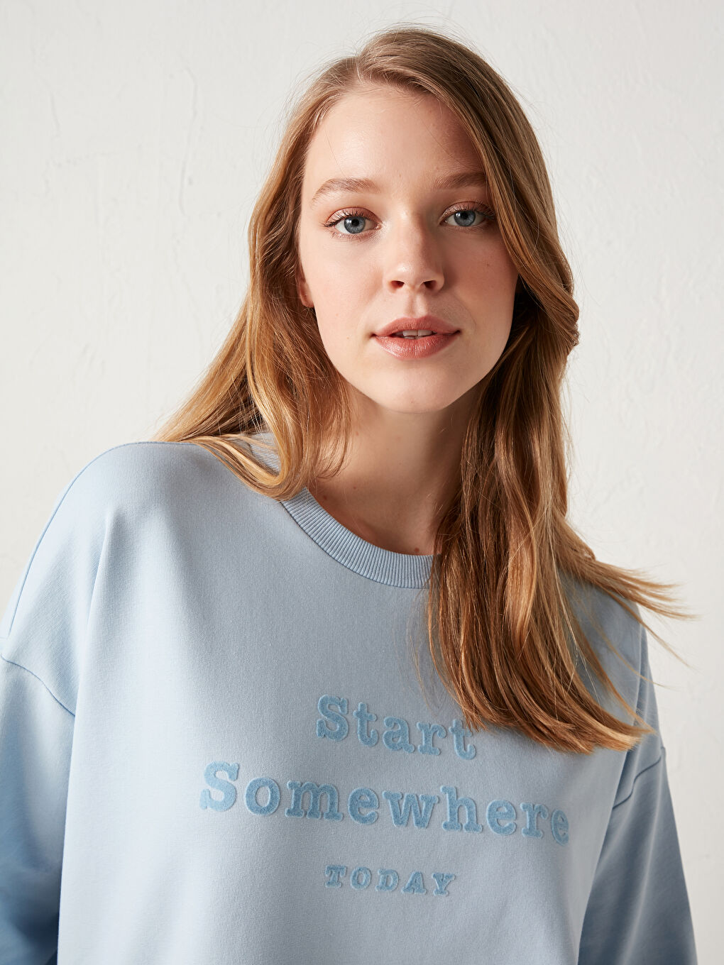 Sweat-shirt à slogan imprimé col rond-3