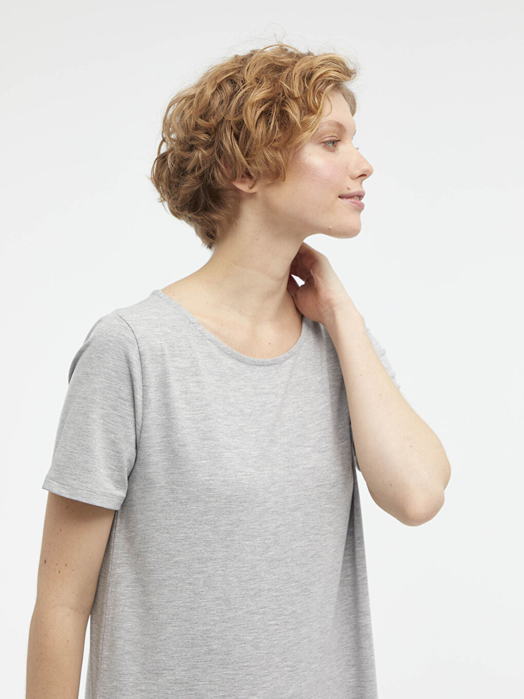 Crew Neck Ruffle Detail Short Sleeve Women's Dress-2