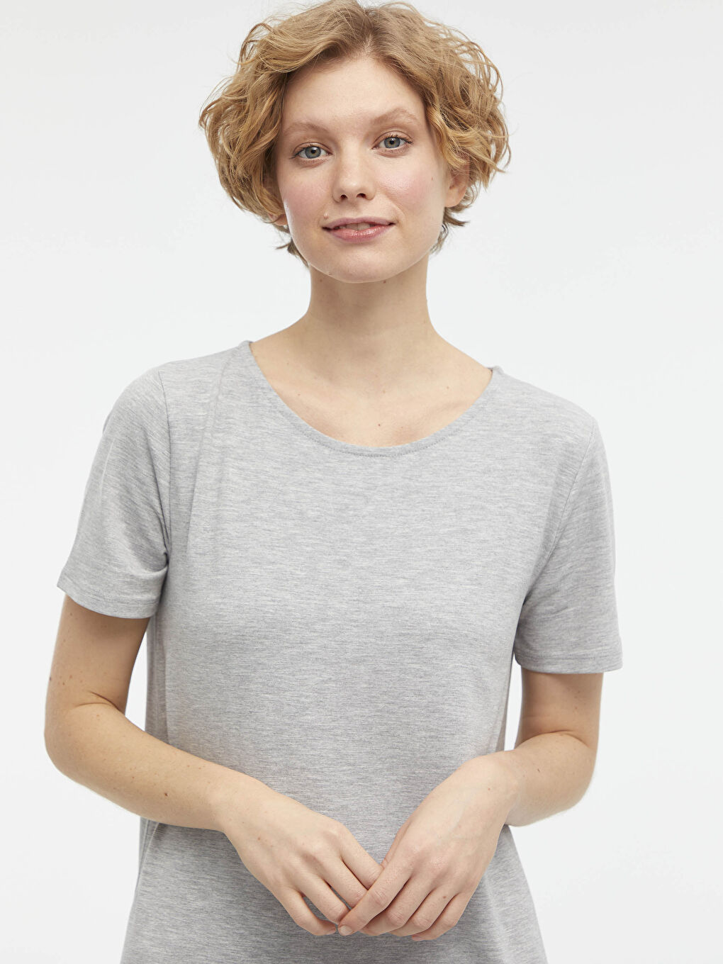 Crew Neck Ruffle Detail Short Sleeve Women's Dress-3