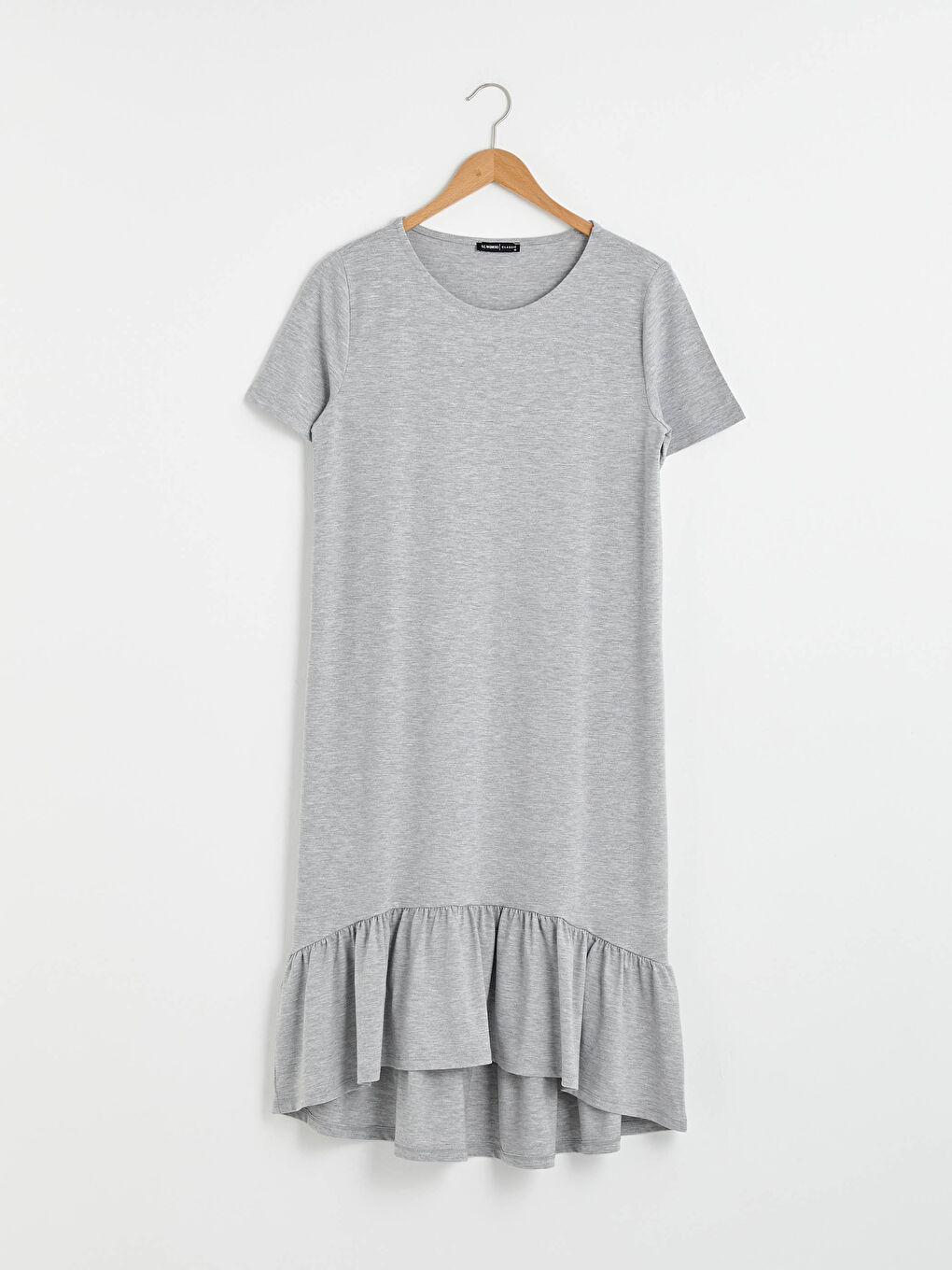 Crew Neck Ruffle Detail Short Sleeve Women's Dress-6